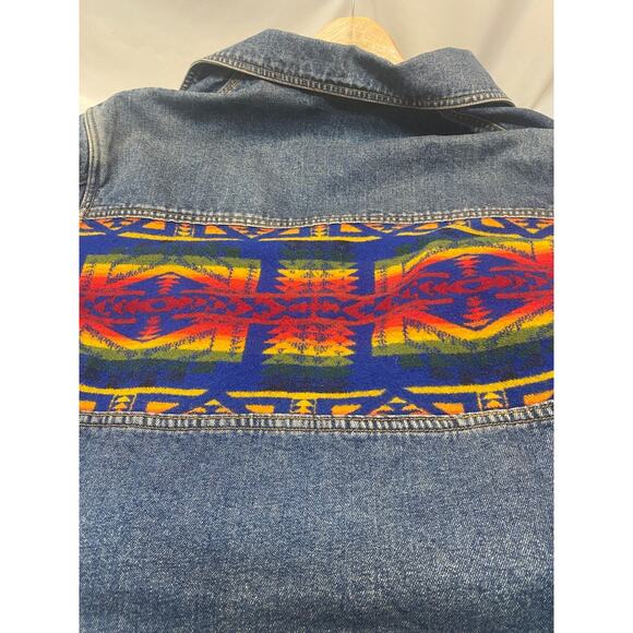 Pendleton High Grade Western Wear Wool Panel Aztec Denim Jacket Large - Picture 8 of 10